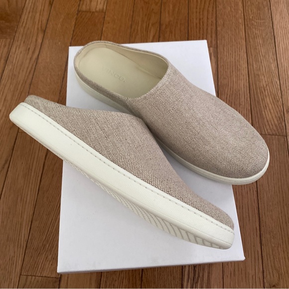 Vince Shoes - Vince Vianne Mule Slip On Shoe Sneaker in Natural Canvas Leather Insole Comfort